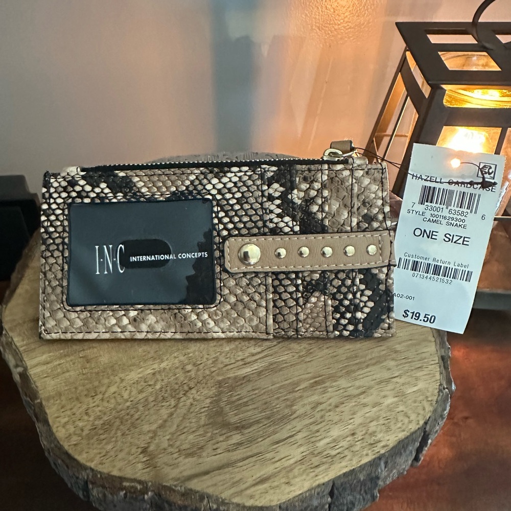 INC International Concepts Beige Snake Print Wallet
